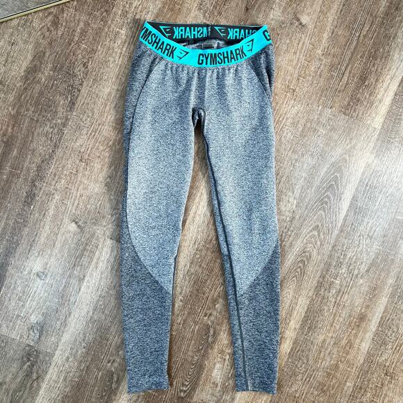 Gymshark Flex Low Rise Gray Dry Moisture Management Leggings - Picture 1 of 5